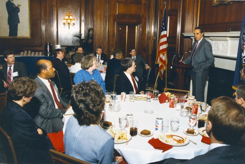 Senator Dole gives remarks at the luncheon hosted by Congressman Tony Coelho.