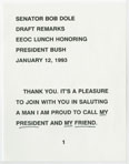 Draft for Dole's Equal Employment Opportunity Commission Lunch remarks honoring President Bush on his disability help