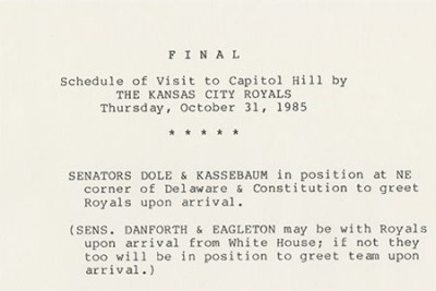 Schedule of KC Royals visit to the Capitol