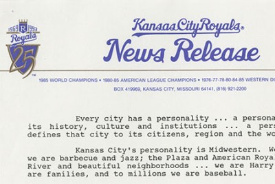 Kansas City Royals Press Release