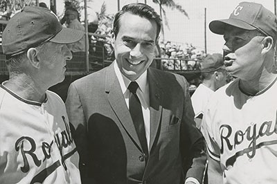 Dole with Royals players in uniform, March 1969