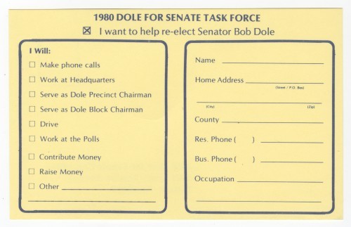 1980 Dole Senate Re-Election Task Force